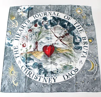 

Heart Printing Scarf Women Twill Silk Hand Rolled Edges Belt Handkerchief