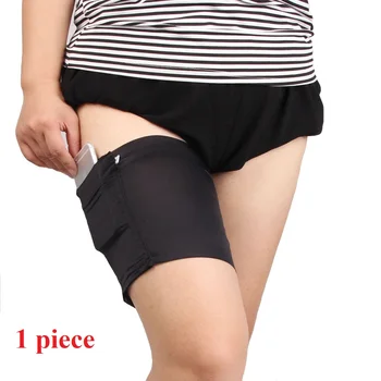 

1 piece Solid Color Leg Warmers Pocket Women Anti Chafing Leg Protection Thigh Bands Anti Friction Silicone Anti-Slip Leg Socks