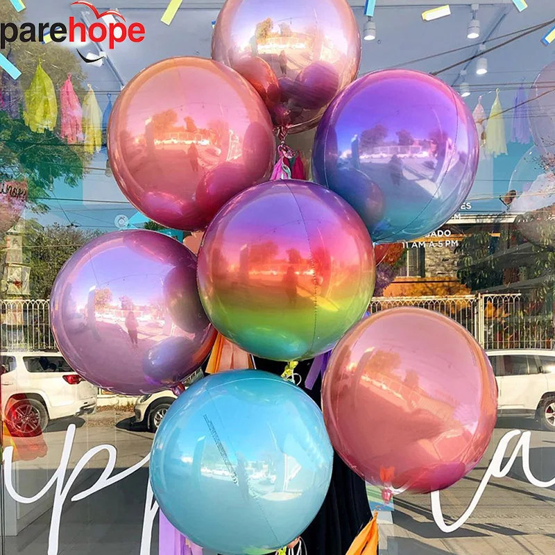 3pcs 22inch Gradient Color 4D Balloon Birthday Wedding Party Decoration Round Metal Balloon Photo Props Baby Shower Kids Toys (3)