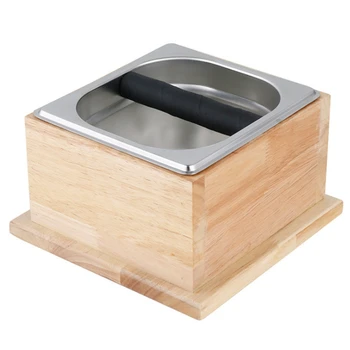 

L-BEANS Solid Wood Knocking Ground Box, Stainless Steel Powder Box, Coffee Grounds Bucket, Coffee Bucket