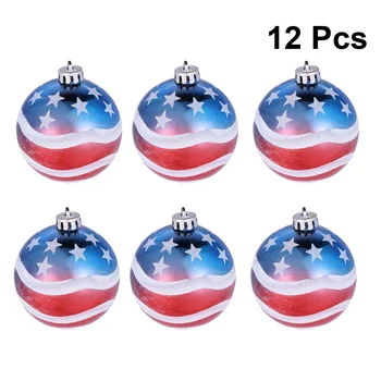 

12pcs 8cm Christmas Ball Ornaments Tree Decorations for Holiday Wedding Party Decoration (the Stars and the Stripes)