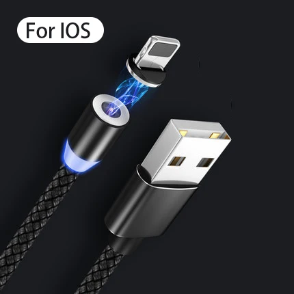 Магнитный кабель для быстрой зарядки Micro-USB Lightning Кабель для магнитного зарядного устройства type C USB кабель для смартфонов и мобильных телефонов USB шнур - Тип штекера: For IOS BLACK