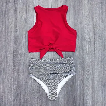 

New High Neck Bikinis Women High Waist Bikini Swimwear Women Cut Out Swimsuit Push Up Biquini Bathing Suit Summer Beach Wear