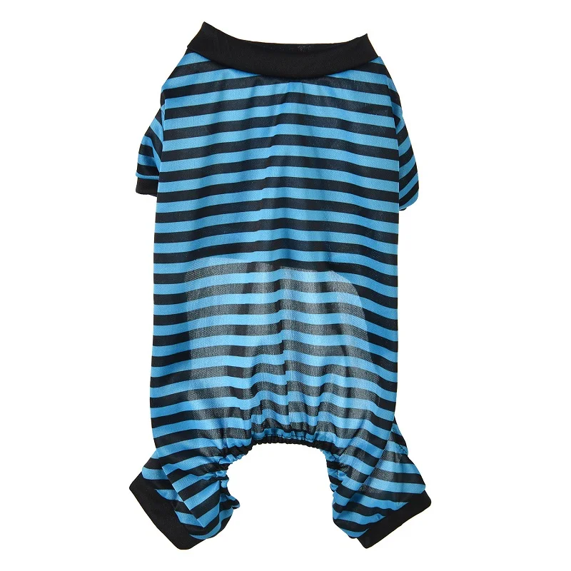 New Thin Stripe Pet Dog Pajamas For Cats Jumpsuit Dog Clothes Puppy Clothing Summer Cat Sleepwear Dogs Pyjamas Pet Nightshirt 35