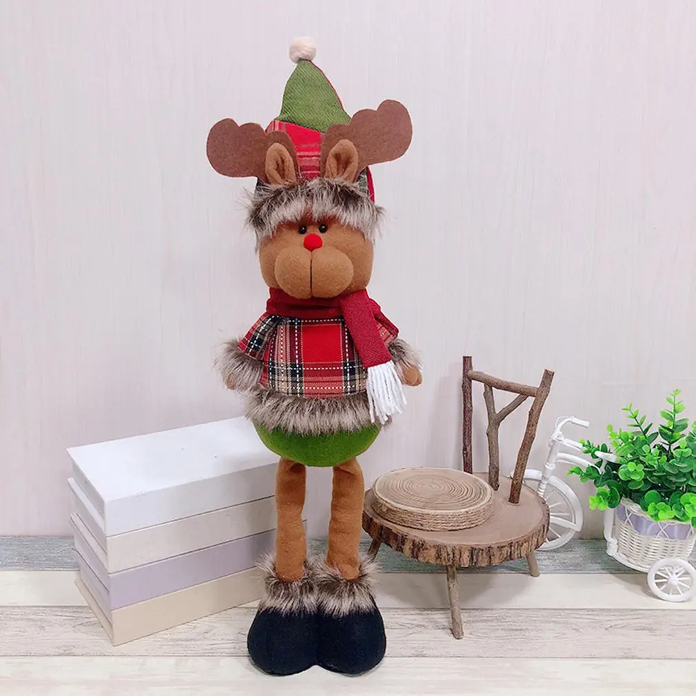 Telescopic Santa Claus Snowman Reindeer Doll Toy Standing Figurine Christmas Tree Ornaments New Year Kids Gift Desk Decoration | Дом и сад