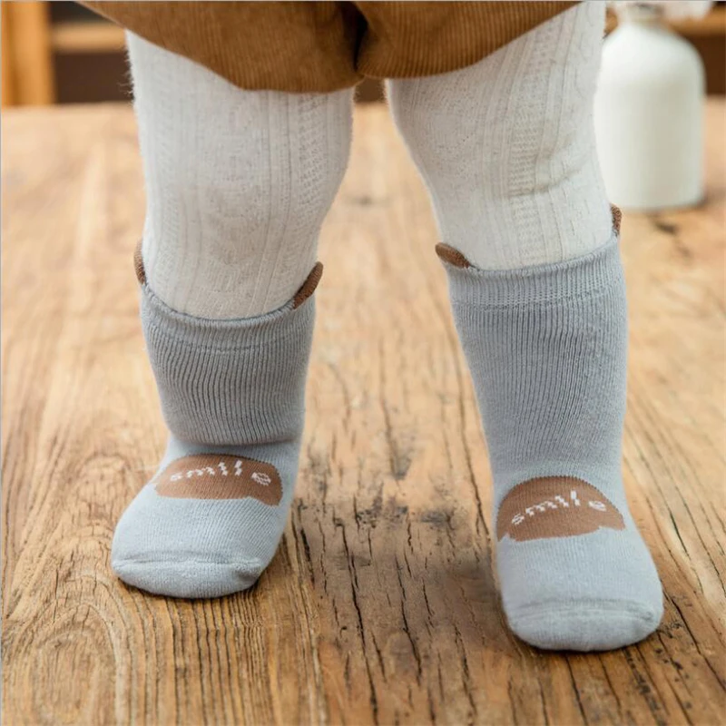 Носки для новорожденных; зимние вязаные носки для маленьких девочек; детские Нескользящие Носки с рисунком; мягкие детские длинные носки для маленьких мальчиков