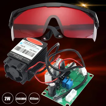 

Powerful 2W 445nm 450nm Red Laser Diode Module 2000mw Engraver + 405nm Goggles