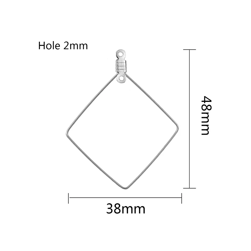 20 шт./лот проволочные крючки для серьг из нержавеющей стали разъем для DIY неправильные кольца с подвеской серьги результаты для изготовления ювелирных украшений - Цвет: Rhombus