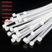 cable-tie 100pcs whiite nylon live buckle cable tie can be reused  Self-locking plastic tie fastening ring cable zip wraps strap