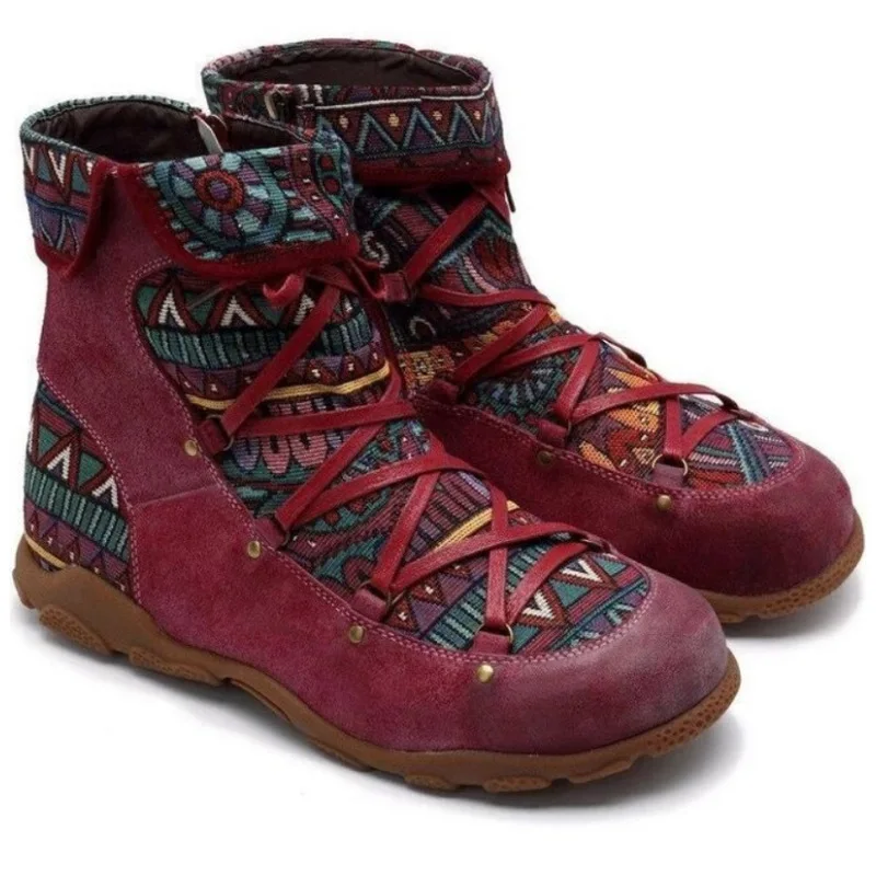 Retro Bohemian Women's Winter Ankle Boots With Zip 4