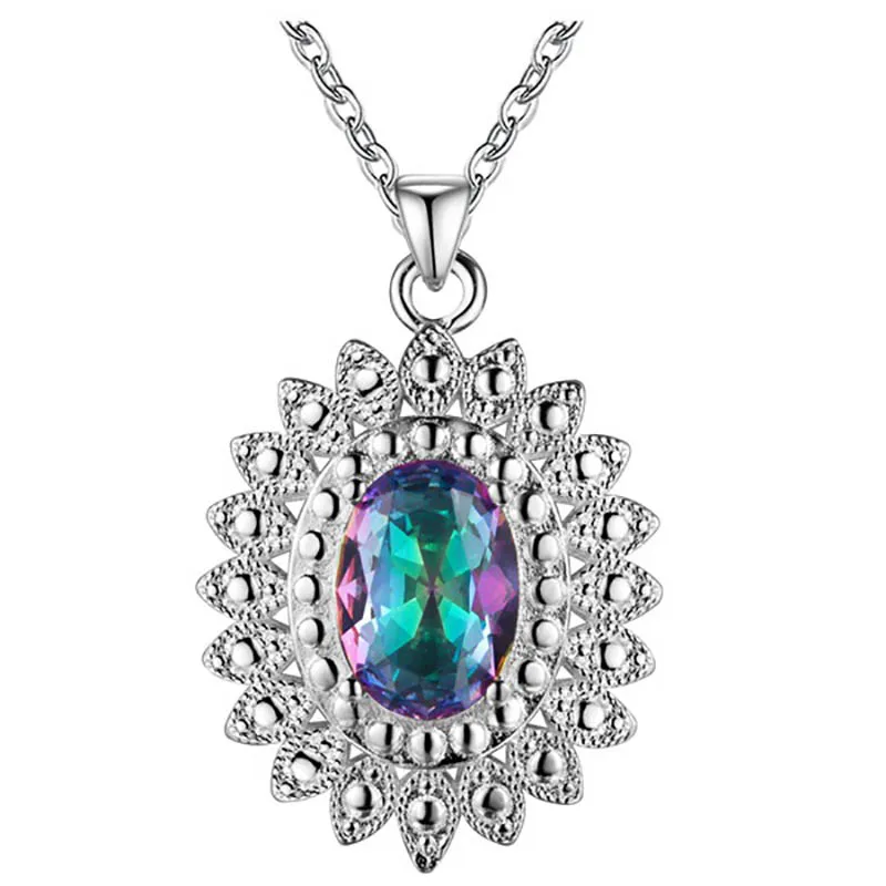 multicolour Bague Ringen, роскошное серебро 925, ювелирное изделие, цветные драгоценные камни, ожерелье для женщин, аквамарин, сапфир, рубин, изумруд, топаз, подсолнух - Цвет камня: multicolour