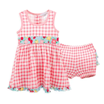 

Honeyzone Vestidos Infantil Newborn Dress Plaid Dresses Strawberry Print Toddler Summer Vestidos Cute Fashion Clothes 0-24M