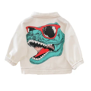 

Popular Baby Boys Denim Jacket Cartoon Dinosaur Baby Coats Autumn Kids Outwears Baby boys Clothes chilren Clothing blue white