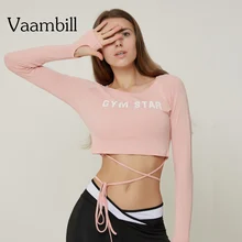 Женская футболка с длинным рукавом для спортзала, укороченный топ для йоги, Женские топы для тренировок, Женская Спортивная футболка для фитнеса, Спортивная футболка