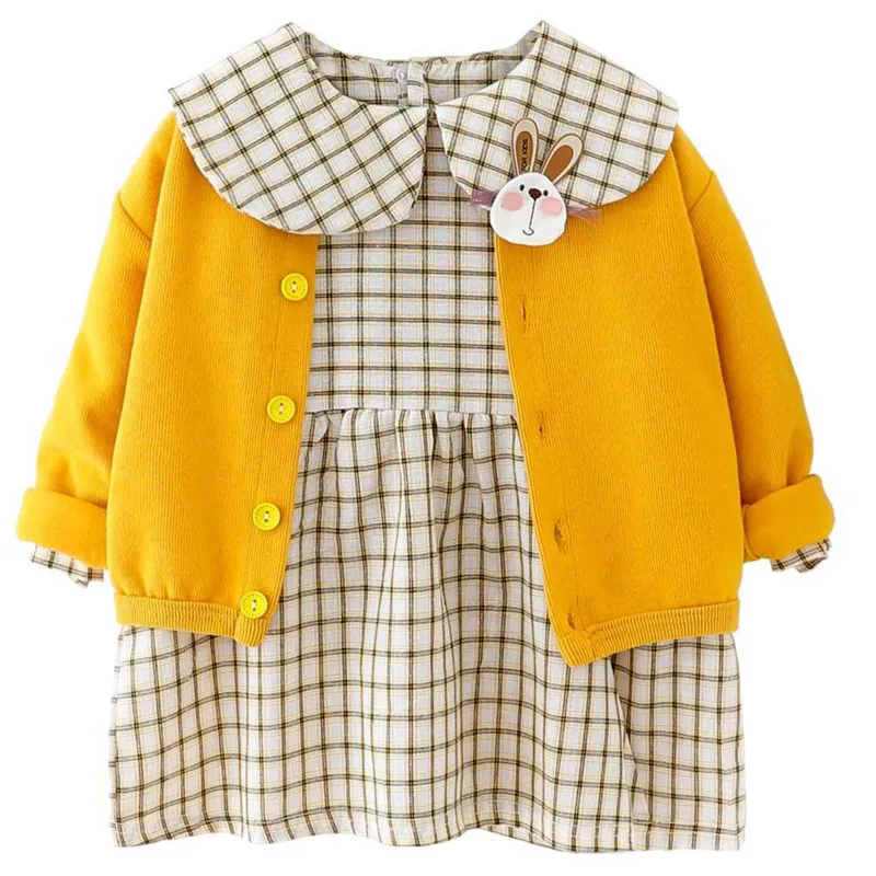 

Spring Autumn New Children Cartoon Clothes Suit Fashion Kids Girls Cute Jacket Dress 2Pcs/sets Baby Cotton Casual Sportswear