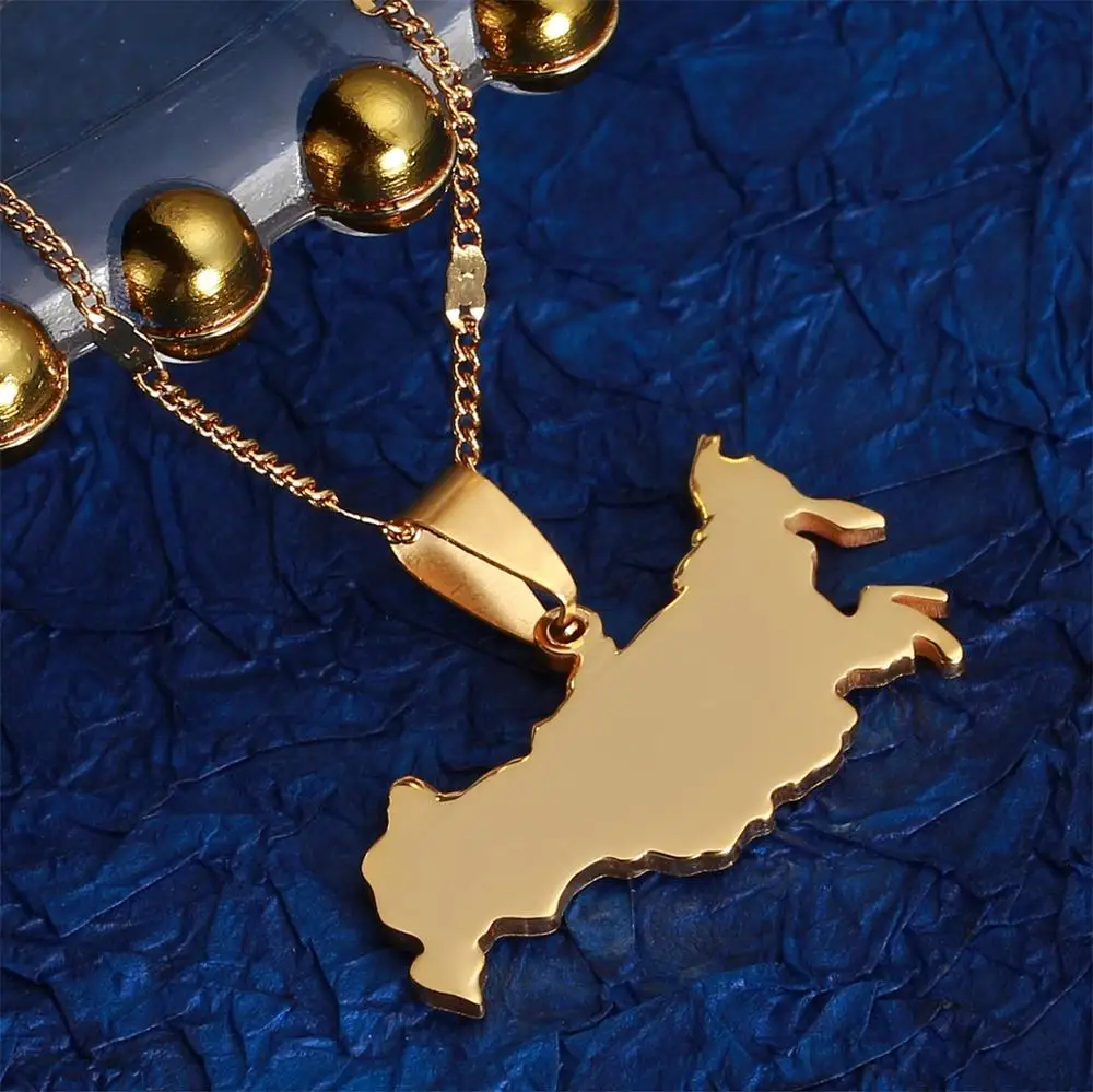 

Stainless Steel Gold Color Russia Map Pendant Necklaces The Russian Federation Charm Jewelry