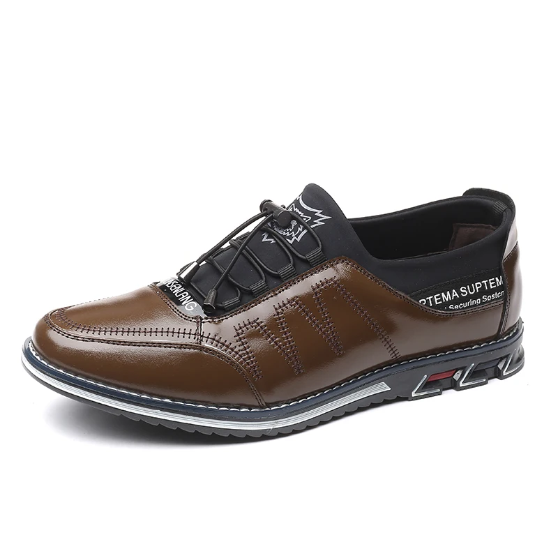 ZUNYU/мужские туфли из натуральной кожи высококачественные модные удобные мужские туфли с эластичным ремешком Большие размеры 38-48 - Цвет: Dark brown