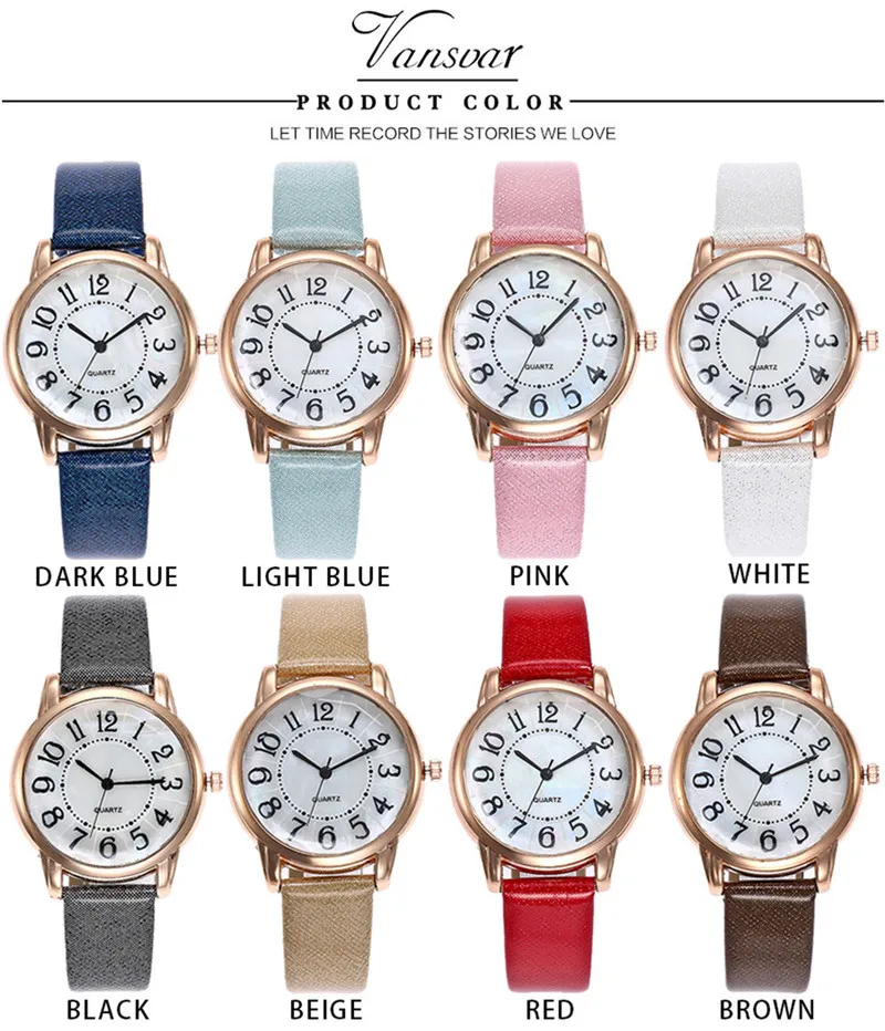 Женские повседневные кварцевые часы с кожаным ремешком, аналоговые наручные часы, модные часы-браслет, наручные часы WD