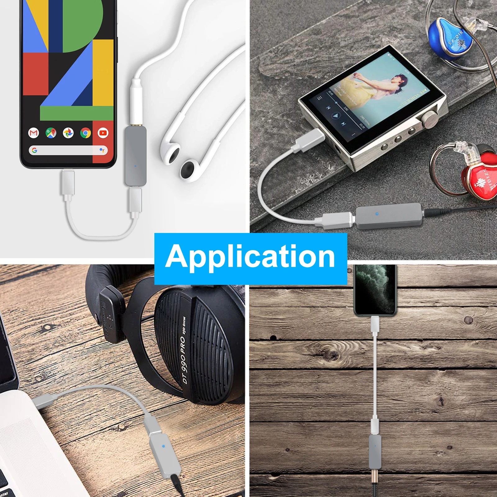LiNKFOR 192kHz USB C to 3 5mm Headphone Adapter USB C DAC Converter Portable Headphone Amplifier for Android smartphone