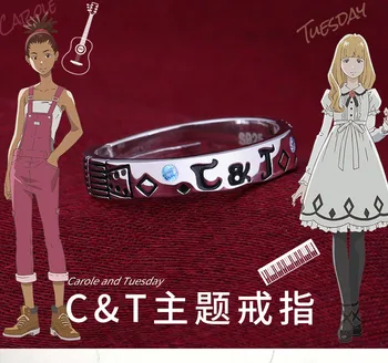 

Anime CAROLE & TUESDAY Music 925 Sterling Silver Finger Ring Adjustable Jewelry Cosplay Prop Xmas Gift Size USA 6/7/8