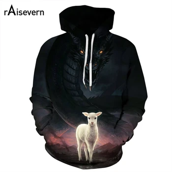 

3D Print Sheep Hoodie Unisex Streetwear Sweatshirt Dragon Print Funny Hoodie Fashion Casual Hoody