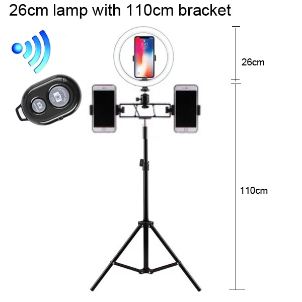 Светодиодный кольцевой светильник для селфи с регулируемой яркостью для фотосъемки на Youtube Video Live Photo Studio светильник с держателем для телефона и usb-штативом - Цвет: 26cm110cmWIFImultica