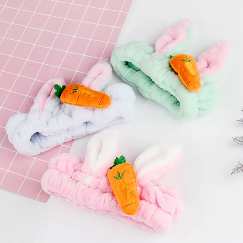50 шт./Партия DIY простая мульти плюшевая морковка заячьи ушки повязки на голову эластичные мытье лица повязки на голову Инструменты для укладки волос аксессуар HA986