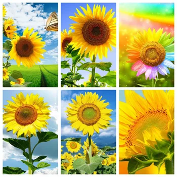 

HUACAN 5D Diamond Painting Sun Flower Picture Rhinestones Diamond Embroidery Full Square Cross Stitch Home Decor