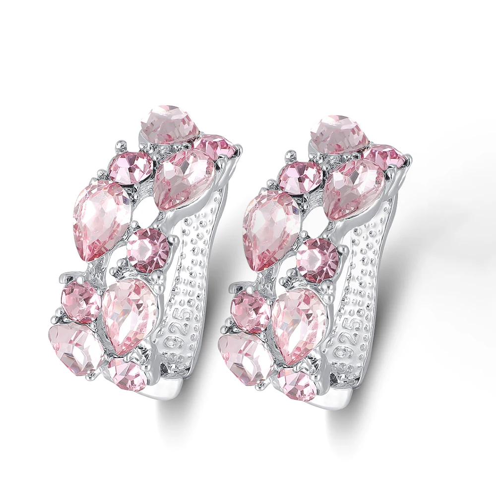 Классические серьги-кольца для женщин, модные женские серебряные серьги с разноцветными кристаллами и цирконием, модные ювелирные изделия - Окраска металла: Hoop Earring