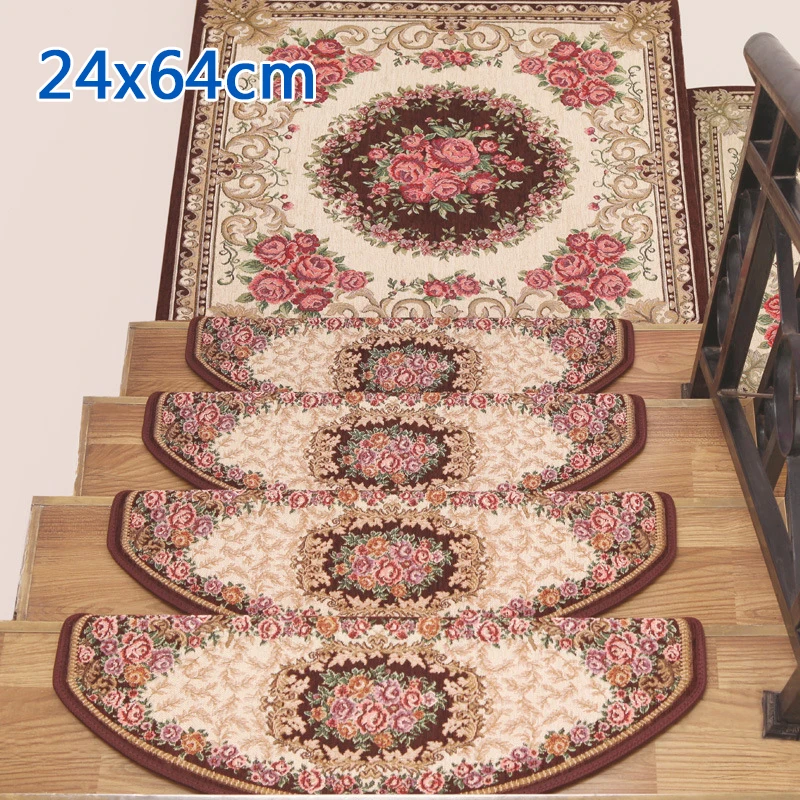 

Step Carpet Floral Non-Skid Home Hotel European Style Decors Living Room Soft Stairway Stair Step Mat