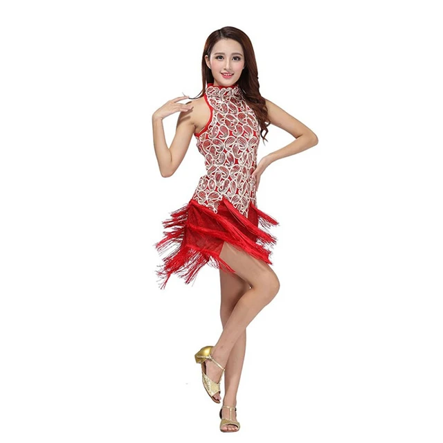 Women Colorful Sexy Bling Latin Sequins Dress Ballroom Salsa Samba