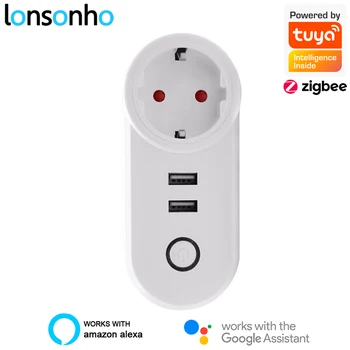 

Lonsonho Zigbee 3.0 Smart Plug USB Smart Socket EU US UK Outlet 16A Smart Home Automation Works With Alexa Google Home Assistant