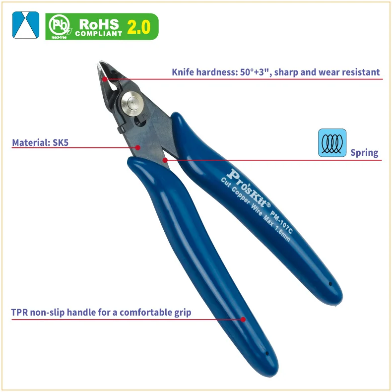 Pro'skit PM-107C микро режущие плоскогубцы W/предохранительный зажим(130 мм