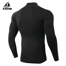FDBRO Новая модная мужская футболка с высоким воротником для фитнеса, спортивная куртка с длинными рукавами для бега, эластичный Быстросохнущий свитер с воротником-стойкой