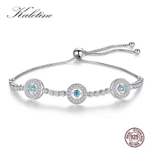KALETINE роскошный женский сглаза браслет Хамса 925 пробы серебро круглые голубые глаза полые CZ Хрустальный Теннисный браслет мужские ювелирные изделия