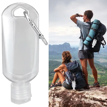 

10pcs/lot 50ml Refillable Empty Bottle Office Climbing With Key Ring Transparent Emergency Travel Portable Hand Wash Home Hiking