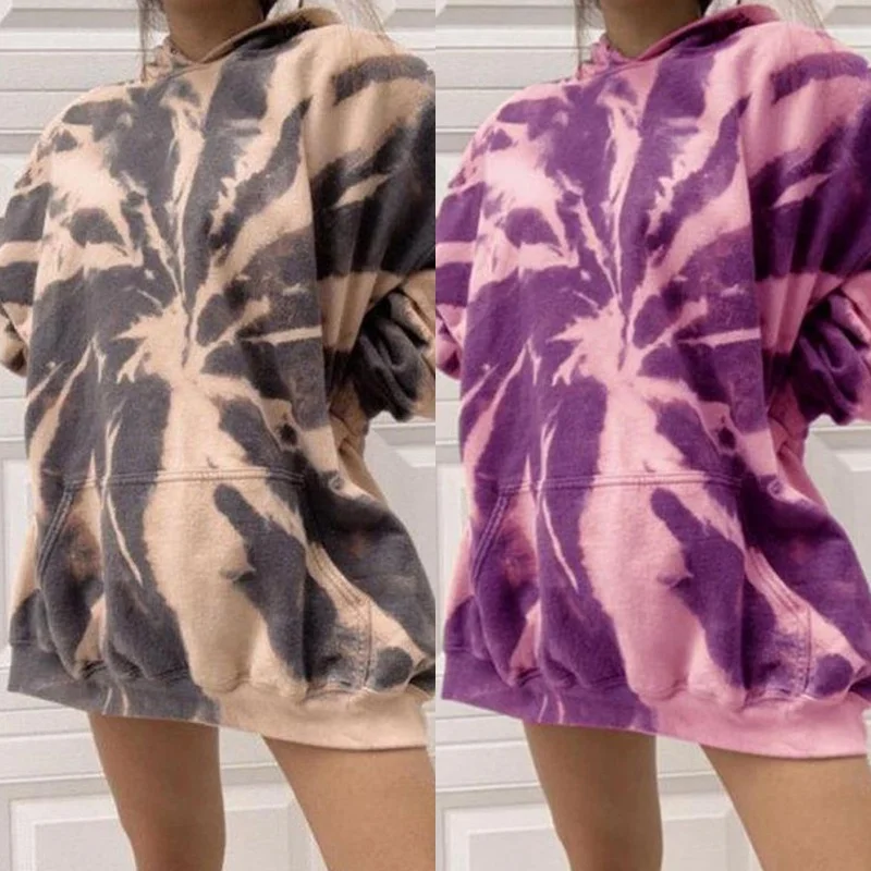 

Korean Style Women Sweatshirts Autumn 2020 Oversize Hoodies Tie Dye Long Sleeve Hooded Sweatshirt S-2XL Suéter De Mujer