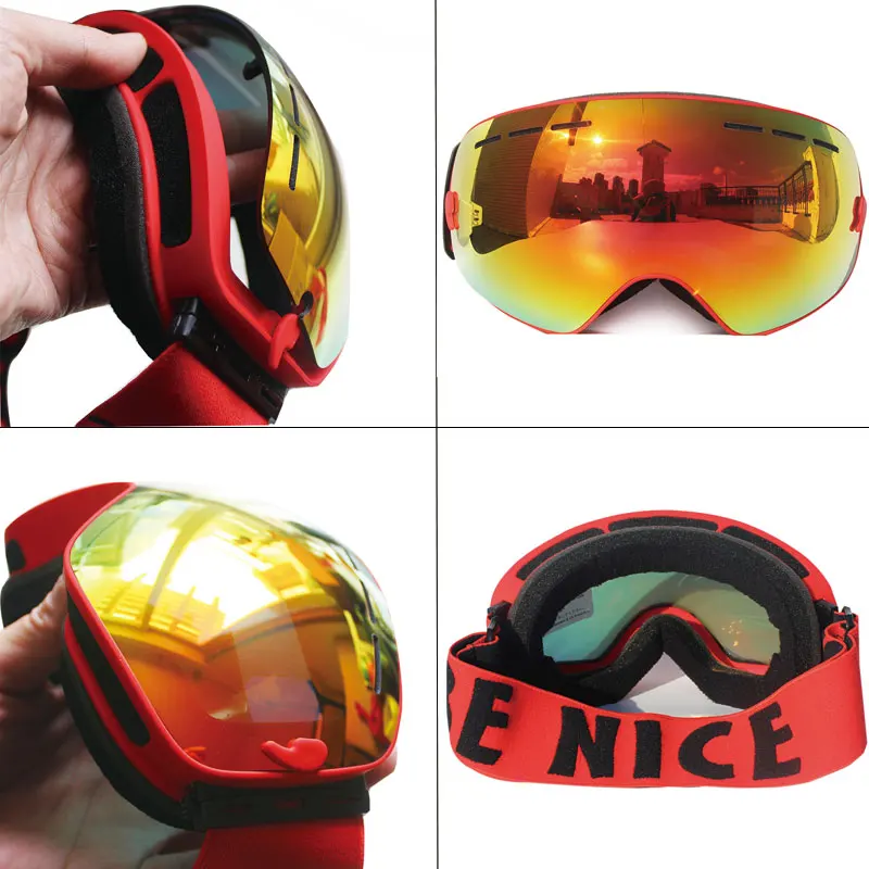UV400 Anti-fog Double Layers Ski Goggles Big Lens Ski Mask Glasses Skiing Snow Snowboard Eyewear Mirror Polarize Goggles Adults 5