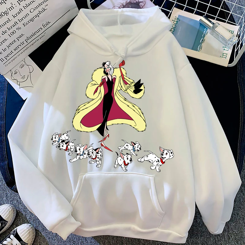 Cruella New Hoodies Women Disney Cartoon Harajuku Fashion Hooded Sweatshirts Pullover Kawaii Spring Urbano Unisex Casual Clothes disney new hoodies snow white and the seven dwarfs women cartoo hooded sweatshirts pullover kawaii spring urbano casual clothes