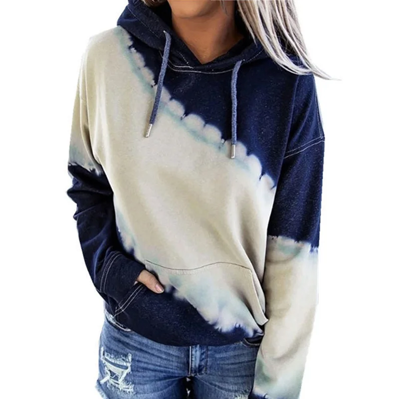 

Women Sweatshirt Tie Dye Hoodie Streetwear Pullover Spring Autumn Casual Women Pocket Sweatshirts Hoddies Tops Femme 2020 New