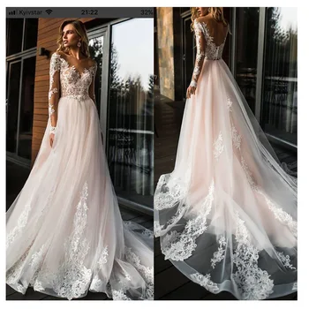 

Elegant Lace Wedding Dress 2020 Simple A Line Bridal Dress V-Neck Sexy Romantic Floor Length Wedding Gowns