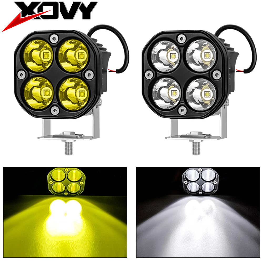Kewig Phares LED Moto 60W Bicolore Ambre/Blanc – Lot De 2 Phares Antibrouillard Étanchés IP68 Avec Faisceau Câbles Long – Idéal Moto, Jeep, SUV, Tout-Terrain