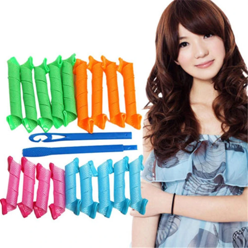 

18PCS Magic Hair Curlers Rollers Soft No Heat Curl Formers Spiral Easy Usage Hair Styling Tool Twist Rollers Curling Device Kit