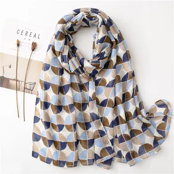 

KYQIAO 2020 Luxury Brand plaid Viscose Scarf Ladies geometric Soft Shawls Wraps Muffler Headband Echarpe Foulard Muslim Hijab