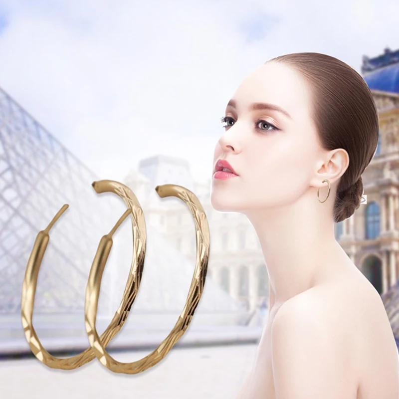 Преувеличенное большое Золотое кольцо-серьги brincos для женщин геометрический дизайн, округлый, круглый золотой вечерние серьги Модные ювелирные изделия