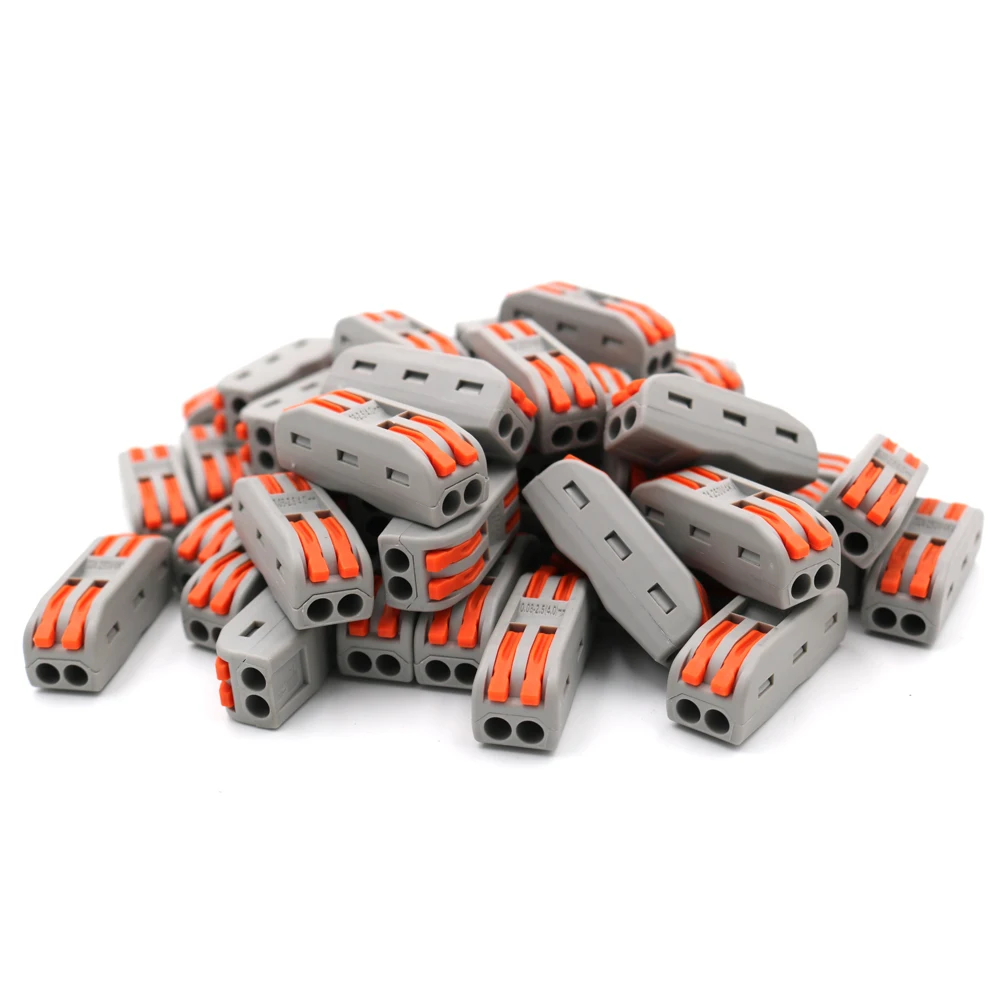 50pcs PT-2-2 2-pin extremely fast connector soft and hard wire pressing type terminal block compact cable rod | Обустройство дома