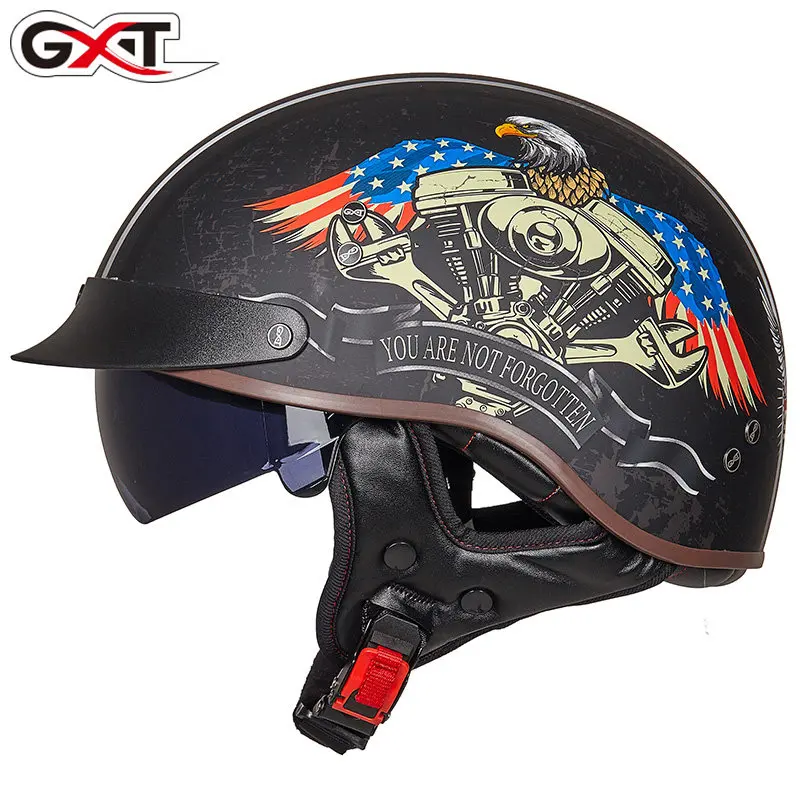 Comprar Casco de Moto Retro GXT casco de Moto Vintage Scooter de cara abierta motocicleta de carreras casco de equitación DOT aprobado