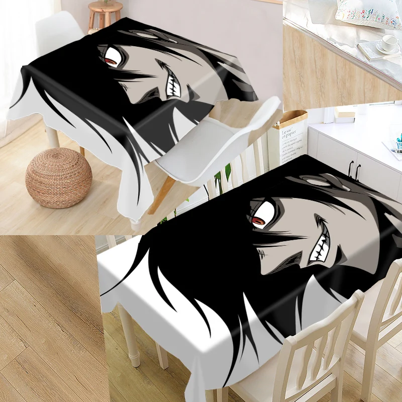 

Custom HELLSING Anime Tablecloth Kitchen Dining Table Merry Christmas Rectangular Party Table Covers Home Office Gift