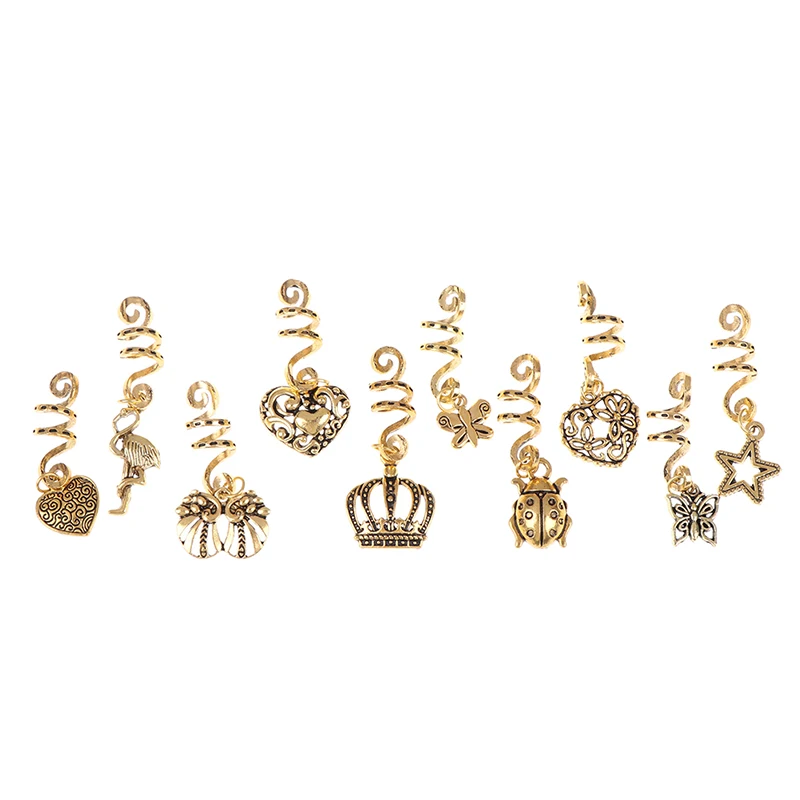 5Pcs Vintage Design Hair Braid Dread Dreadlock Beads Clips Cuff Rings Tube For Hair Accessories Charms Retro Pattern Tubes Ring