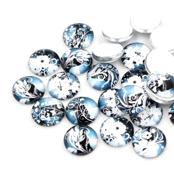 

20pcs/Lot 14mm 16mm 18mm White Flower Handmade Glass Cabochons Fit 14mm 16mm 18mm Cameo Cabochon Base For Bracelet Ear Studs